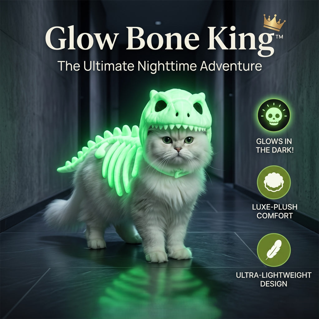 Glow in the Dark Dinosaur Skeleton Pet Costume – Halloween Outfit for Cats & Dogs