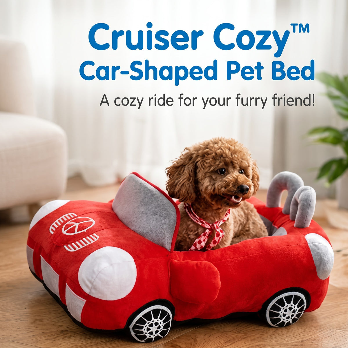 Cruiser Cozy™ Car-Shaped Pet Bed – Ultra-Soft Plush Sofa Bed for Dogs & Cats