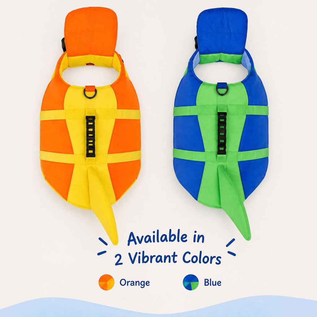 SharkFin™ Dog Life Jacket – High Visibility Pet Swimming Vest with Rescue Handle