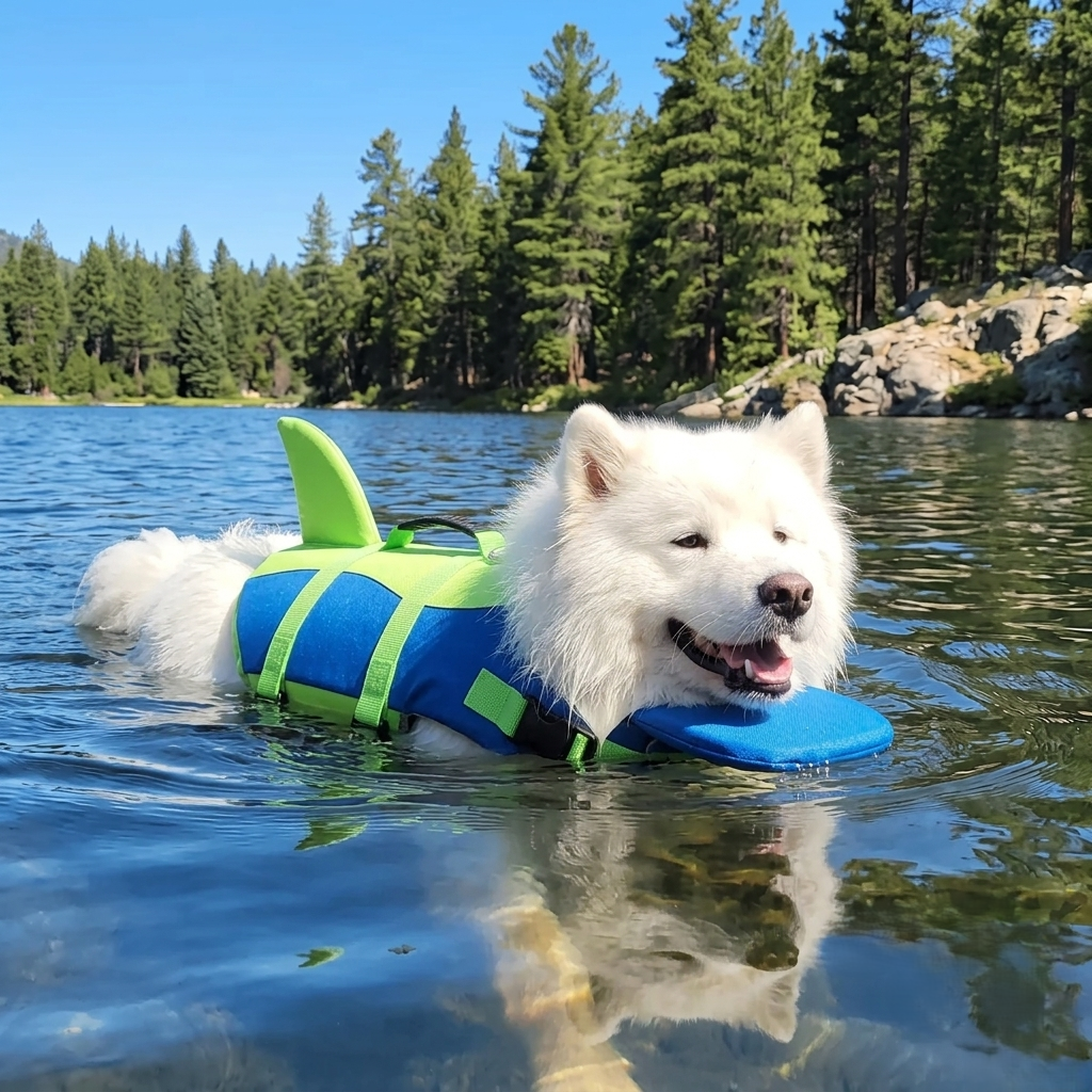 SharkFin™ Dog Life Jacket – High Visibility Pet Swimming Vest with Rescue Handle