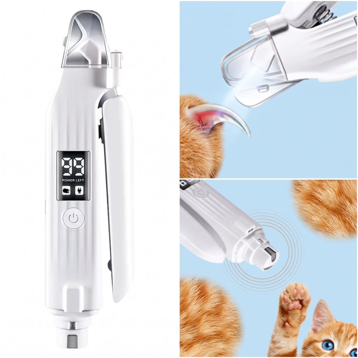 PawGlow™ 2 in 1 Electric Pet Nail Trimmer with LED Lights Pet Nail Grinder Dog Nail Trimmer and Grinder for Small Medium Large Dogs/Cats