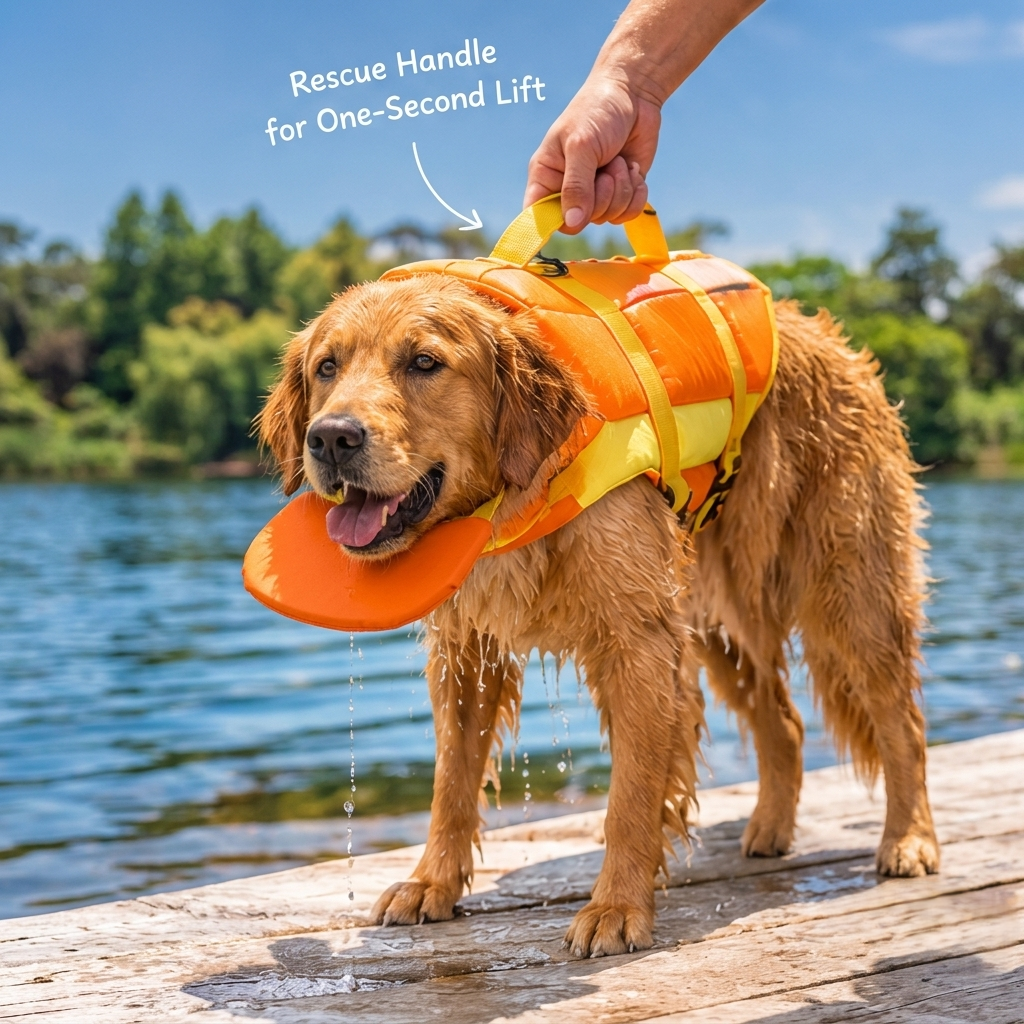 SharkFin™ Dog Life Jacket – High Visibility Pet Swimming Vest with Rescue Handle