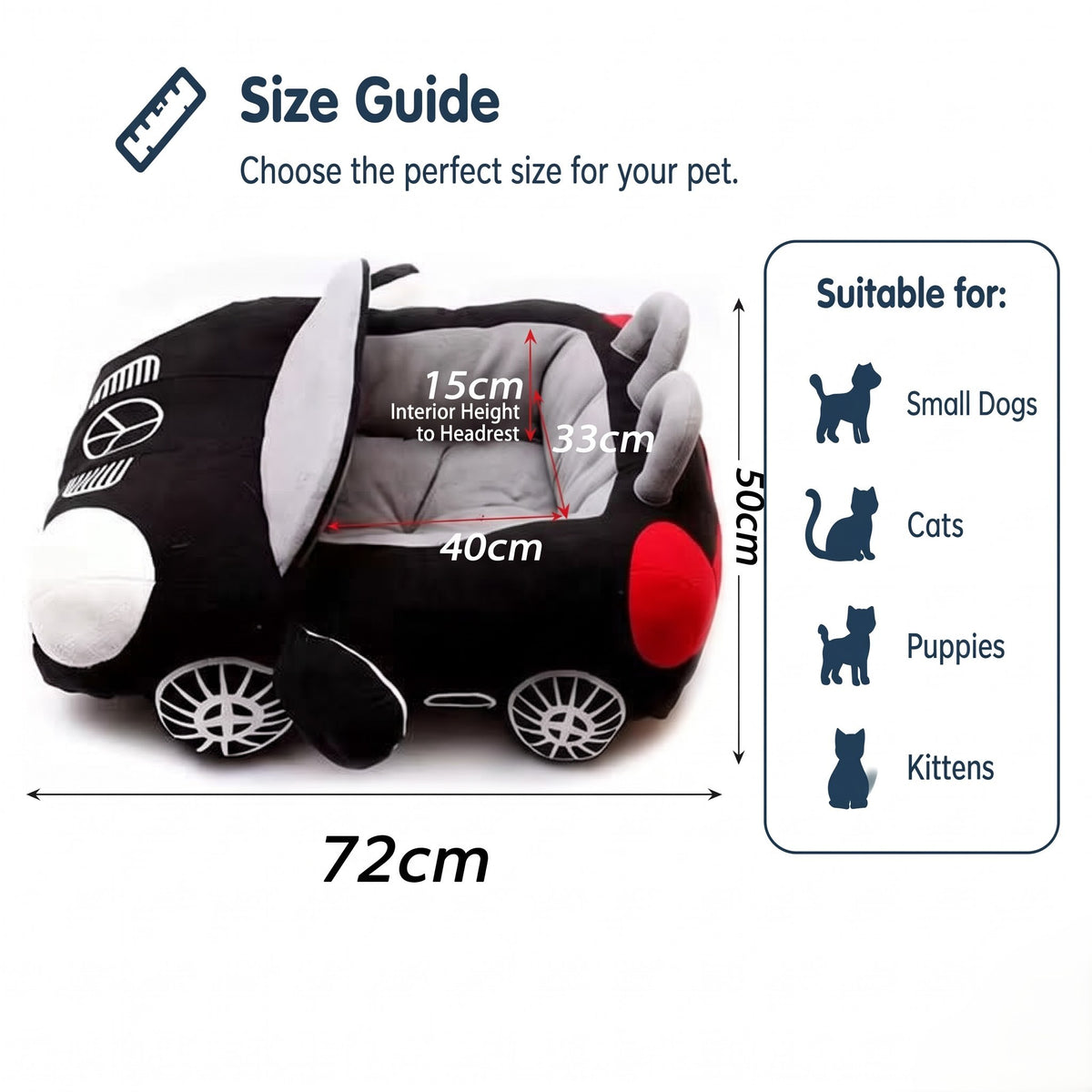 Cruiser Cozy™ Car-Shaped Pet Bed – Ultra-Soft Plush Sofa Bed for Dogs & Cats
