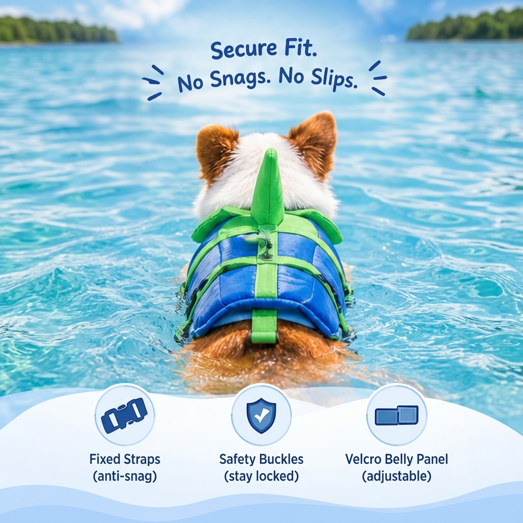 SharkFin™ Dog Life Jacket – High Visibility Pet Swimming Vest with Rescue Handle