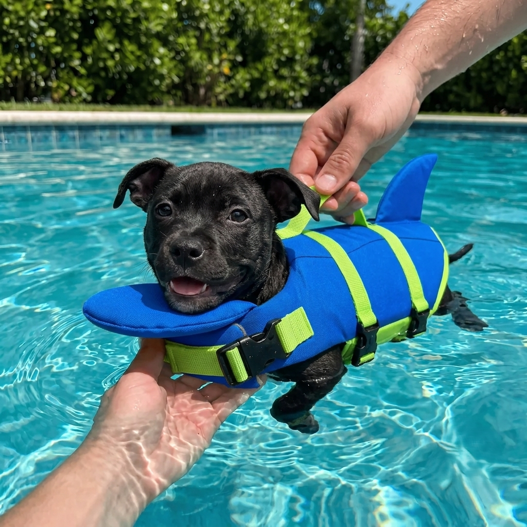 SharkFin™ Dog Life Jacket – High Visibility Pet Swimming Vest with Rescue Handle