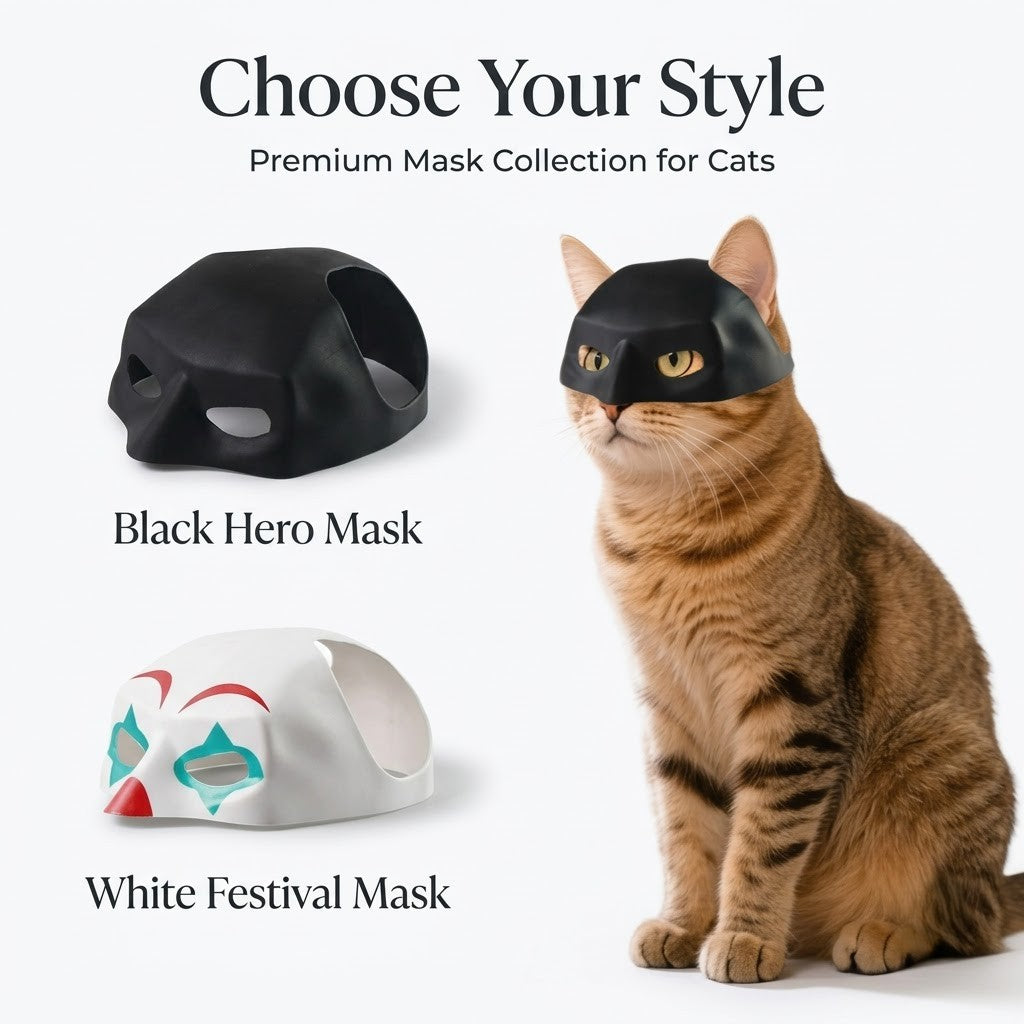 Black Pet Mask for Cats & Small Dogs – Halloween Cosplay Costume