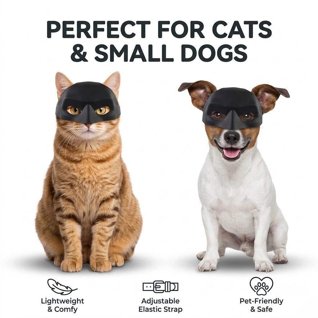 Black Pet Mask for Cats & Small Dogs – Halloween Cosplay Costume