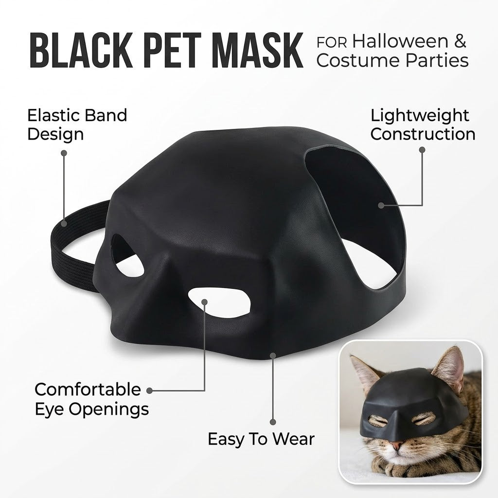 Black Pet Mask for Cats & Small Dogs – Halloween Cosplay Costume