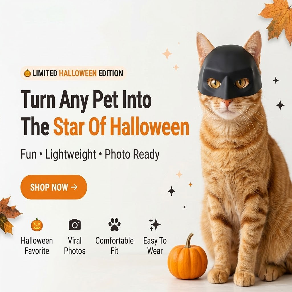 Black Pet Mask for Cats & Small Dogs – Halloween Cosplay Costume