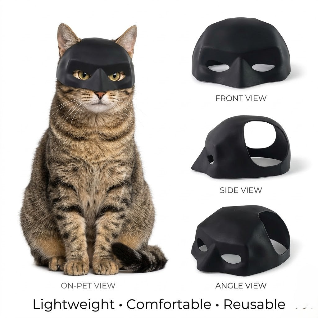 Black Pet Mask for Cats & Small Dogs – Halloween Cosplay Costume
