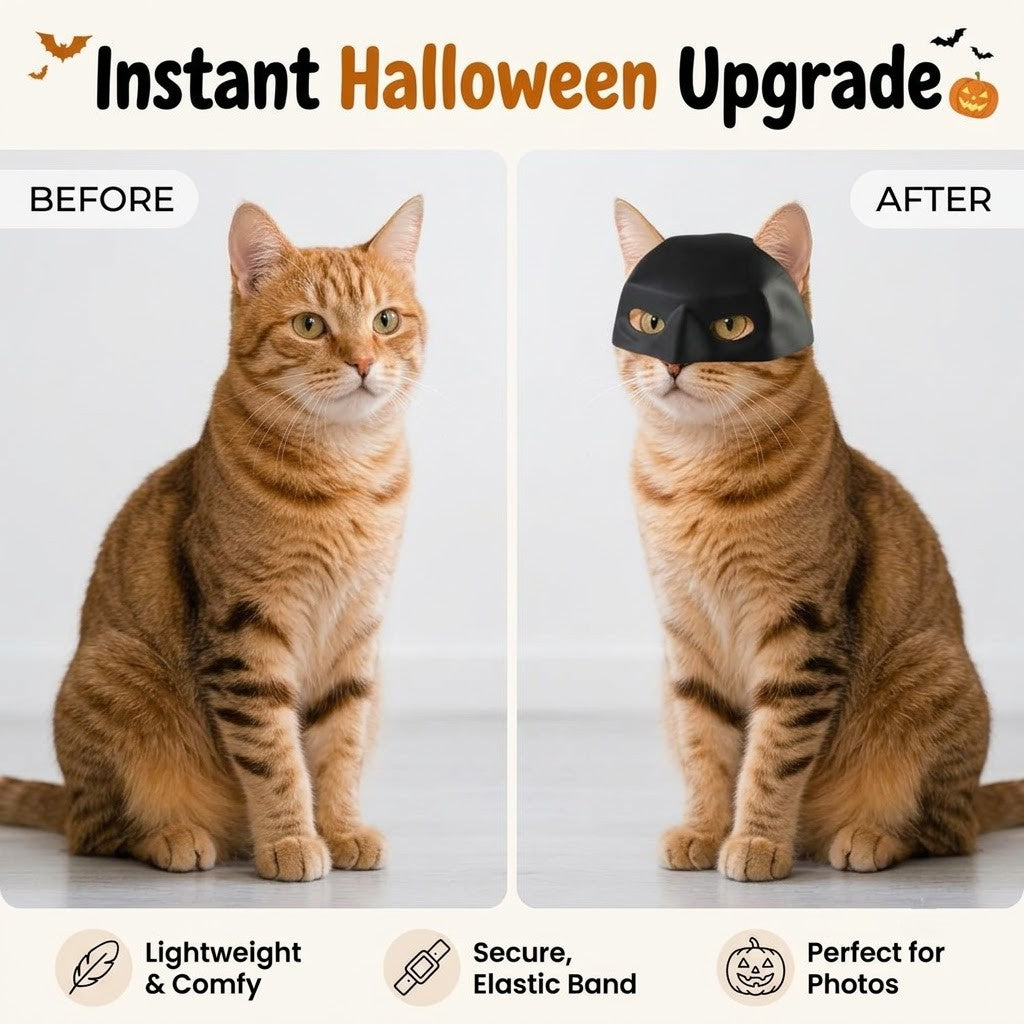 Black Pet Mask for Cats & Small Dogs – Halloween Cosplay Costume