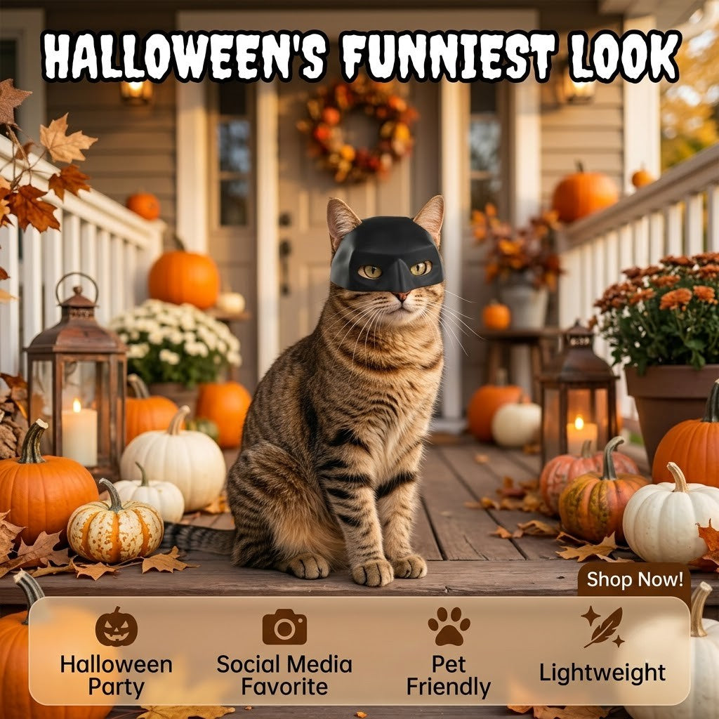 Black Pet Mask for Cats & Small Dogs – Halloween Cosplay Costume