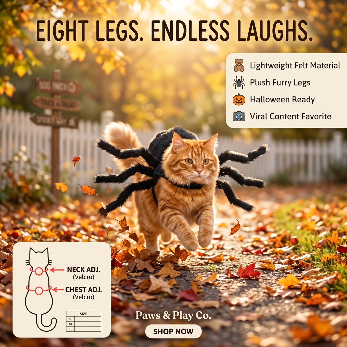 Realistic Furry Spider Pet Costume – Halloween Outfit for Cats & Dogs