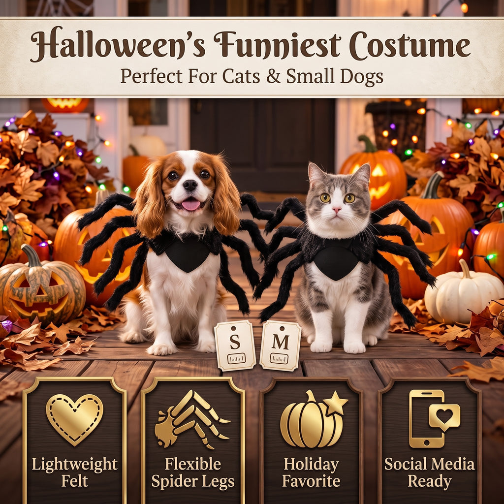 Realistic Furry Spider Pet Costume – Halloween Outfit for Cats & Dogs