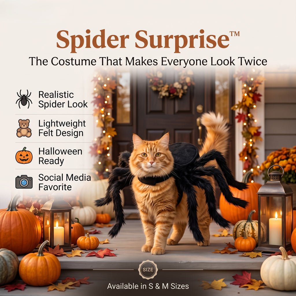 Realistic Furry Spider Pet Costume – Halloween Outfit for Cats & Dogs