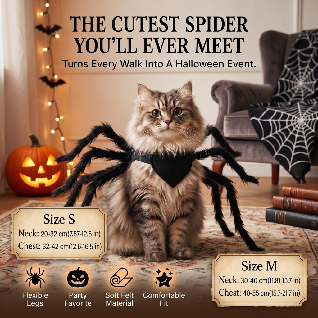 Realistic Furry Spider Pet Costume – Halloween Outfit for Cats & Dogs