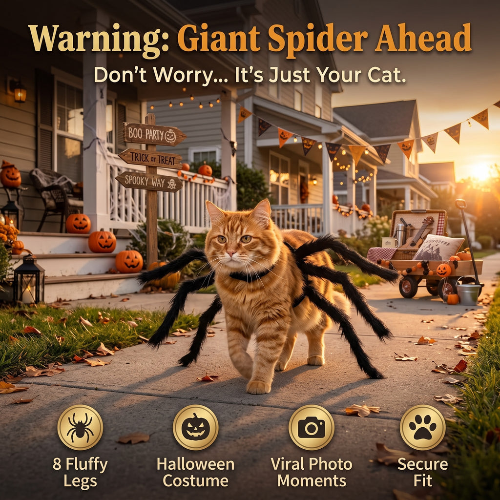 Realistic Furry Spider Pet Costume – Halloween Outfit for Cats & Dogs