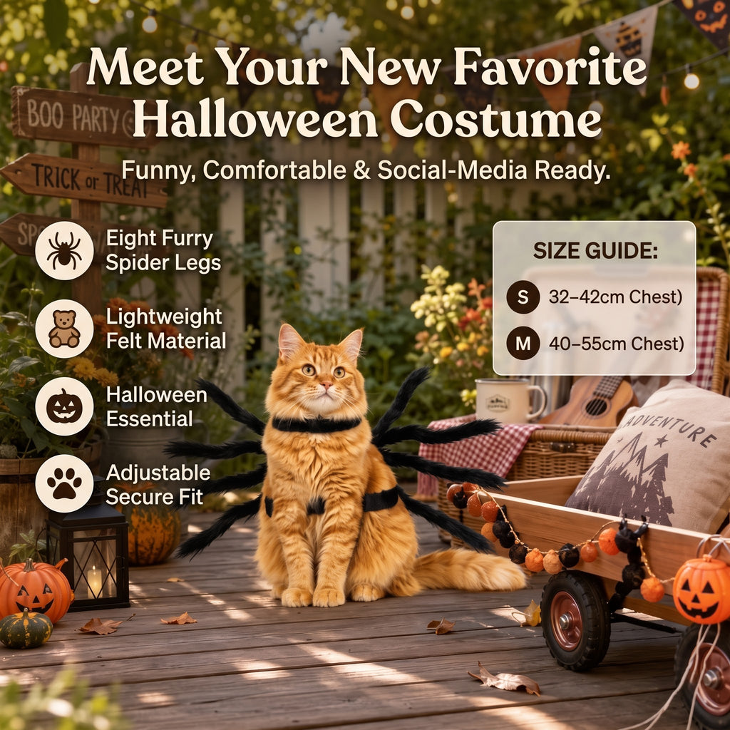 Realistic Furry Spider Pet Costume – Halloween Outfit for Cats & Dogs